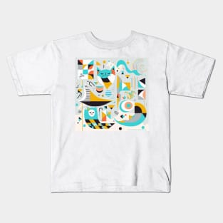 Abstract Colorful Cat Pattern Kids T-Shirt